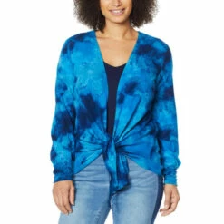 Best deal ❤️ Colleen Lopez Collection Colleen Lopez Tie-Front Sweater Knit Topper Black 💯