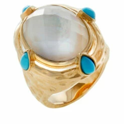 Best Sale ✔️ Colleen Lopez Collection Colleen Lopez 👩 Mother-of-Pearl Doublet And Turquoise Gold-Plated Ring 👩 Mother Of Pearl 🎉