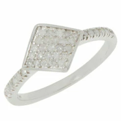 Coupon ✔️ Colleen Lopez Collection Colleen Lopez .28ctw Pavé Diamond Sterling Silver Geometric Ring 👍