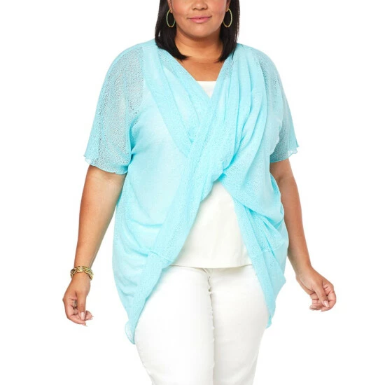 Best reviews of 🤩 Colleen Lopez Collection Colleen Lopez Mesh Twist-Front Top Turquoise 😍 - Image 3
