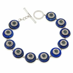 Outlet ✔️ Colleen Lopez Collection Colleen Lopez Diamond-Accented Round Gemstone Toggle Bracelet Malachite 🎁