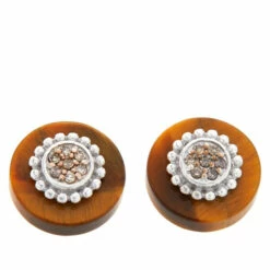 Cheap 👏 Colleen Lopez Collection Colleen Lopez Diamond-Accented Round Gemstone Stud Earrings Lapis 🎁