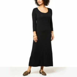 Wholesale 🌟 Colleen Lopez Collection Colleen Lopez 3/4-Sleeve Knit Maxi 👗 Dress Black 🧨
