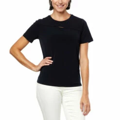 Best reviews of ✔️ Colleen Lopez Collection Colleen Lopez Short-Sleeve Cutout Tee Gibraltar Sea 🔔