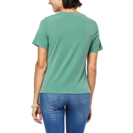 Best reviews of ✔️ Colleen Lopez Collection Colleen Lopez Short-Sleeve Cutout Tee Gibraltar Sea 🔔 - Image 2