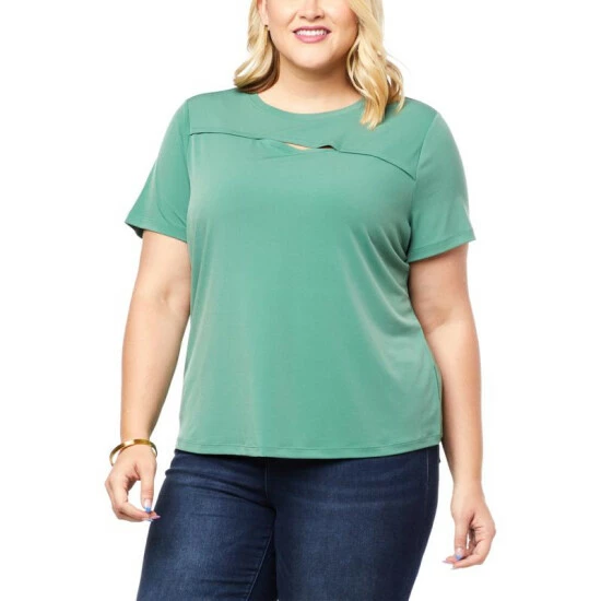 Best reviews of ✔️ Colleen Lopez Collection Colleen Lopez Short-Sleeve Cutout Tee Gibraltar Sea 🔔 - Image 4