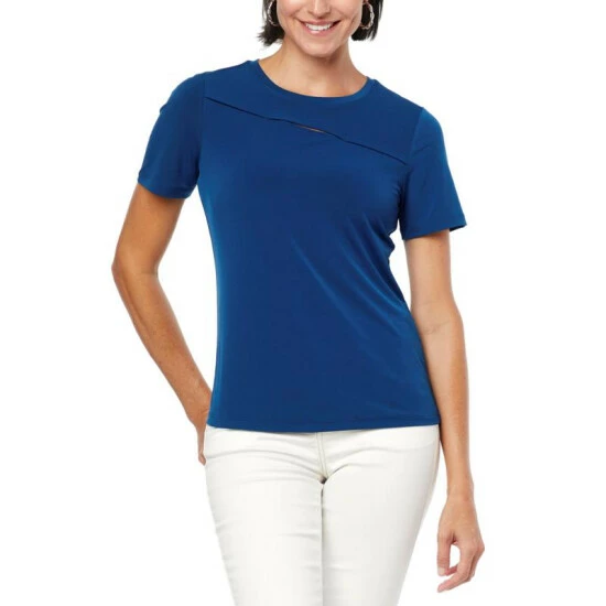Best reviews of ✔️ Colleen Lopez Collection Colleen Lopez Short-Sleeve Cutout Tee Gibraltar Sea 🔔 - Image 5