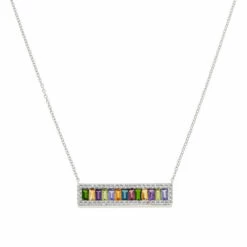 Wholesale 🥰 Colleen Lopez Collection Colleen Lopez Sterling Silver Baguette-Cut Gemstone Bar Necklace Stone Multi 🎁