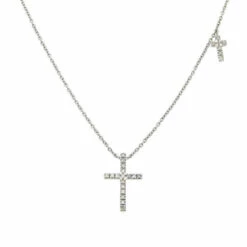 Brand new 🛒 Colleen Lopez Collection Colleen Lopez 0.25ctw Diamond Double Cross Necklace Sterling Silver 😀