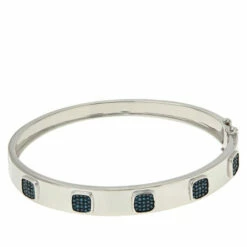 Deals 🛒 Colleen Lopez Collection Colleen Lopez Sterling Silver 0.60ctw Pavé Diamond Station Bangle Blue Diamond 💯