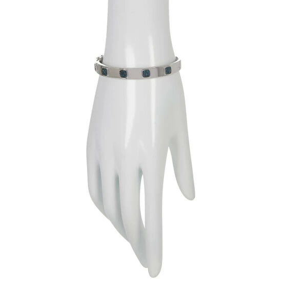 Deals ๐ Colleen Lopez Collection Colleen Lopez Sterling Silver 0.60ctw Pavรฉ Diamond Station Bangle Blue Diamond ๐ฏ - Image 2