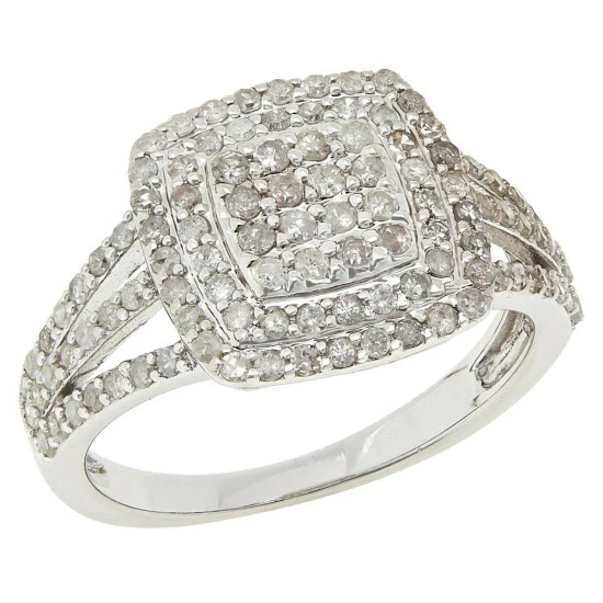 Cheapest ✔️ Colleen Lopez Collection Colleen Lopez Sterling Silver 0.75ctw Pavé Diamond Cushion Shape Ring White Diamond 🤩