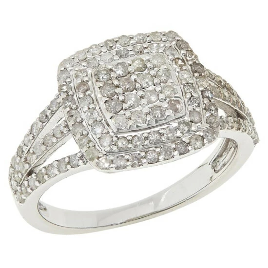 Cheapest ✔️ Colleen Lopez Collection Colleen Lopez Sterling Silver 0.75ctw Pavé Diamond Cushion Shape Ring White Diamond 🤩 - Image 4