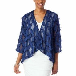 New 🔔 Colleen Lopez Collection Colleen Lopez Novelty Woven Drape-Front Topper Blue Depths 🌟