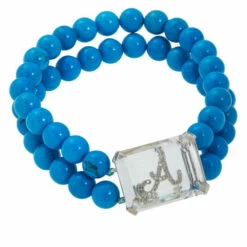 Best Sale 🧨 Colleen Lopez Collection Colleen Lopez Diamond Initial Magnesite Bead Stretch Bracelet Letter H 👏
