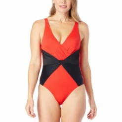 Brand new 😀 Colleen Lopez Collection Colleen Lopez Colorblock Twist Front 🩱 Swimsuit Tomato Red 🔥