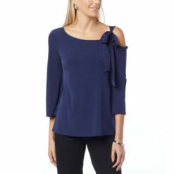 Wholesale 🛒 Colleen Lopez Collection Colleen Lopez Tie Shoulder Top Navy 👏