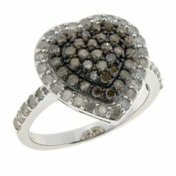 Brand new 💯 Colleen Lopez Collection Colleen Lopez Sterling Silver Diamond Halo Heart Ring Champagne ❤️