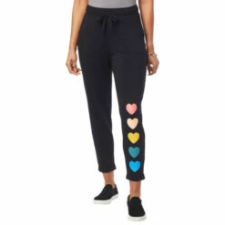 New 🔥 Colleen Lopez Collection Colleen Lopez French Terry Hearts Jogger Black 🥰