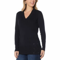 Flash Sale ✔️ Colleen Lopez Collection Colleen Lopez Criss-Cross Sweater Navy ❤️