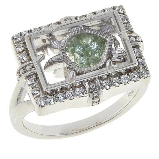 Hot Sale ❤️ Colleen Lopez Collection Colleen Lopez Sterling Silver Sapphire Floating Charm Ring Pink Sapphire ⭐