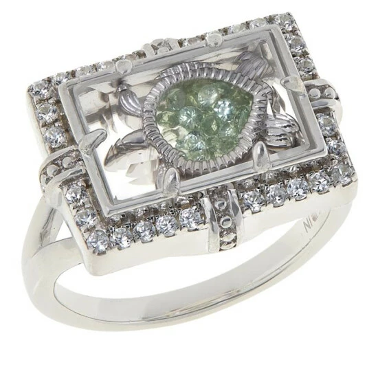 Hot Sale ❤️ Colleen Lopez Collection Colleen Lopez Sterling Silver Sapphire Floating Charm Ring Pink Sapphire ⭐ - Image 4