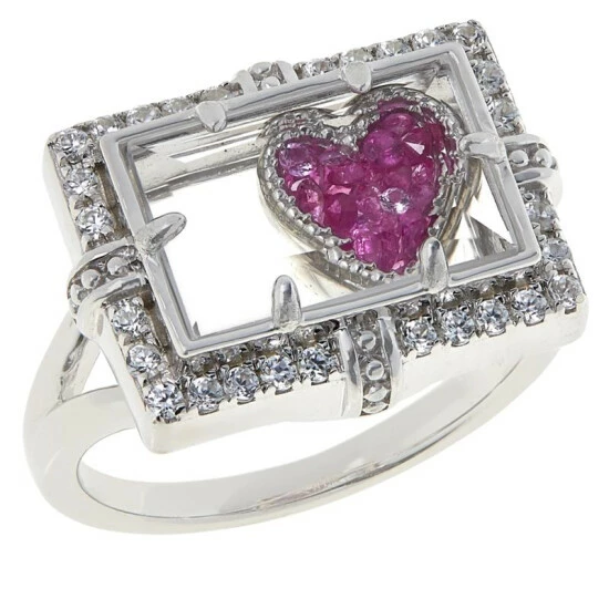 Hot Sale ❤️ Colleen Lopez Collection Colleen Lopez Sterling Silver Sapphire Floating Charm Ring Pink Sapphire ⭐ - Image 5