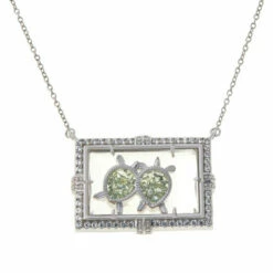 Promo 🥰 Colleen Lopez Collection Colleen Lopez Sterling Silver Sapphire Floating Double Charm Necklace Green Sapphire 🔥
