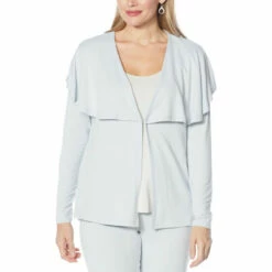 Hot Sale 😀 Colleen Lopez Collection Colleen Lopez French Terry Caped-Shoulder Topper Blue Dawn 🤩