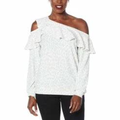 Best Pirce ⌛ Colleen Lopez Collection Colleen Lopez Ruffle Sweatshirt With Cutout Detail Soft Blush 😀