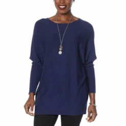 Best reviews of π Colleen Lopez Collection Colleen Lopez Boat-Neck Dolman Sleeve Sweater Navy π
