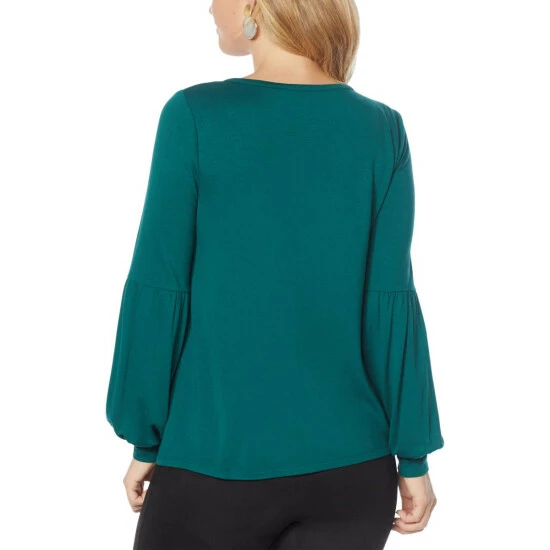 Outlet ๐คฉ Colleen Lopez Collection Colleen Lopez French Terry Balloon Sleeve Top Deep Forest ๐งจ - Image 3