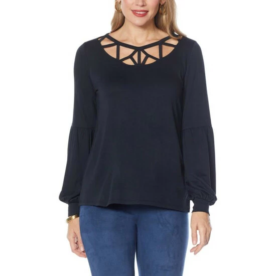 Outlet ๐คฉ Colleen Lopez Collection Colleen Lopez French Terry Balloon Sleeve Top Deep Forest ๐งจ - Image 4