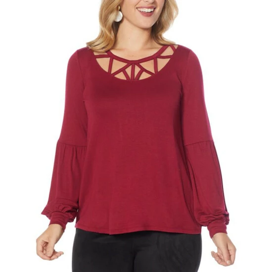 Outlet ๐คฉ Colleen Lopez Collection Colleen Lopez French Terry Balloon Sleeve Top Deep Forest ๐งจ - Image 5