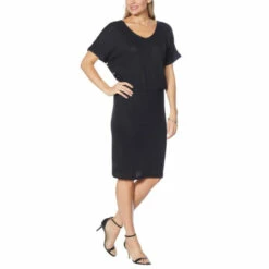 Best deal 👍 Colleen Lopez Collection Colleen Lopez "CL Soft" Snap Cap Sleeve Sheath 👗 Dress Black 👍