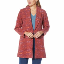 Best Pirce ✨ Colleen Lopez Collection Colleen Lopez Printed Shawl Collar 🧥 Coat Black 🥰