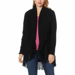 Coupon 🔔 Colleen Lopez Collection Colleen Lopez Fringe Sweater Cardigan Heather Grey 🥰