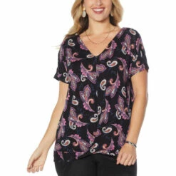 Coupon 🎁 Colleen Lopez Collection Colleen Lopez Knot-Front Tee Black ✔️