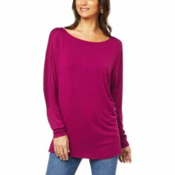 Budget ๐ Colleen Lopez Collection "As Is" Colleen Lopez Drop-Shoulder Tunic Berry โญ