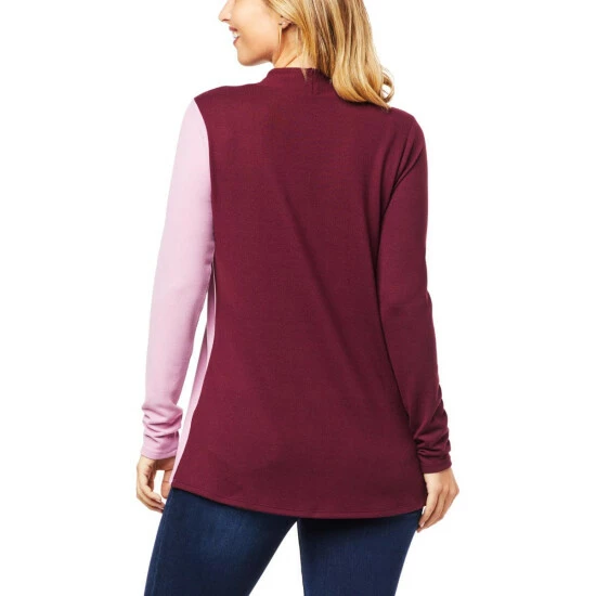 New π― Colleen Lopez Collection "As Is" Colleen Lopez Colorblock Mock-Neck Hacci Knit Top Fig π - Image 7