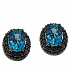 Top 10 ✨ Colleen Lopez Collection Colleen Lopez London Blue Topaz And Black Spinel Stud Earrings 😍
