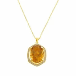 Brand new 🎁 Colleen Lopez Collection Colleen Lopez Citrine And White Zircon Gold-Plated Pendant With Chain 👏