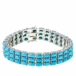 Flash Sale 🤩 Colleen Lopez Collection Colleen Lopez Sterling Silver Oval Turquoise 3-Row Tennis Bracelet 🥰