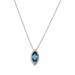 Deals 🥰 Colleen Lopez Collection Colleen Lopez Marquise London Blue Topaz Convertible Pendant W/Chain ⭐