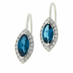 Hot Sale ✨ Colleen Lopez Collection Colleen Lopez Marquise London Blue Topaz And White Zircon Earrings ❤️