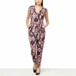 Hot Sale ๐ Colleen Lopez Collection Colleen Lopez Wrap Tie Knit Jumpsuit Black Ikat ๐