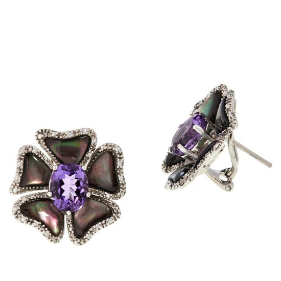 New ๐ Colleen Lopez Collection Colleen Lopez Amethyst And Black ๐ฉ Mother-of-Pearl Earrings โค๏ธ - Image 2