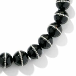 Cheap 👍 Colleen Lopez Collection CL By Design Black Agate And Crystal Bead Sterling Silver 19-3/8" Necklace 🛒