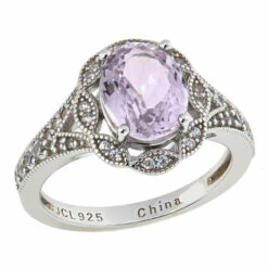 Buy 😀 Colleen Lopez Collection Colleen Lopez Sterling Silver Oval Kunzite And White Zircon Ring 🧨