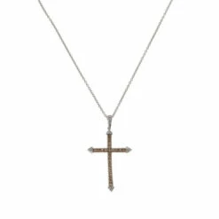 Cheap ✨ Colleen Lopez Collection Colleen Lopez .32ctw Colored & White Diamond Cross Pendant With Chain ✔️